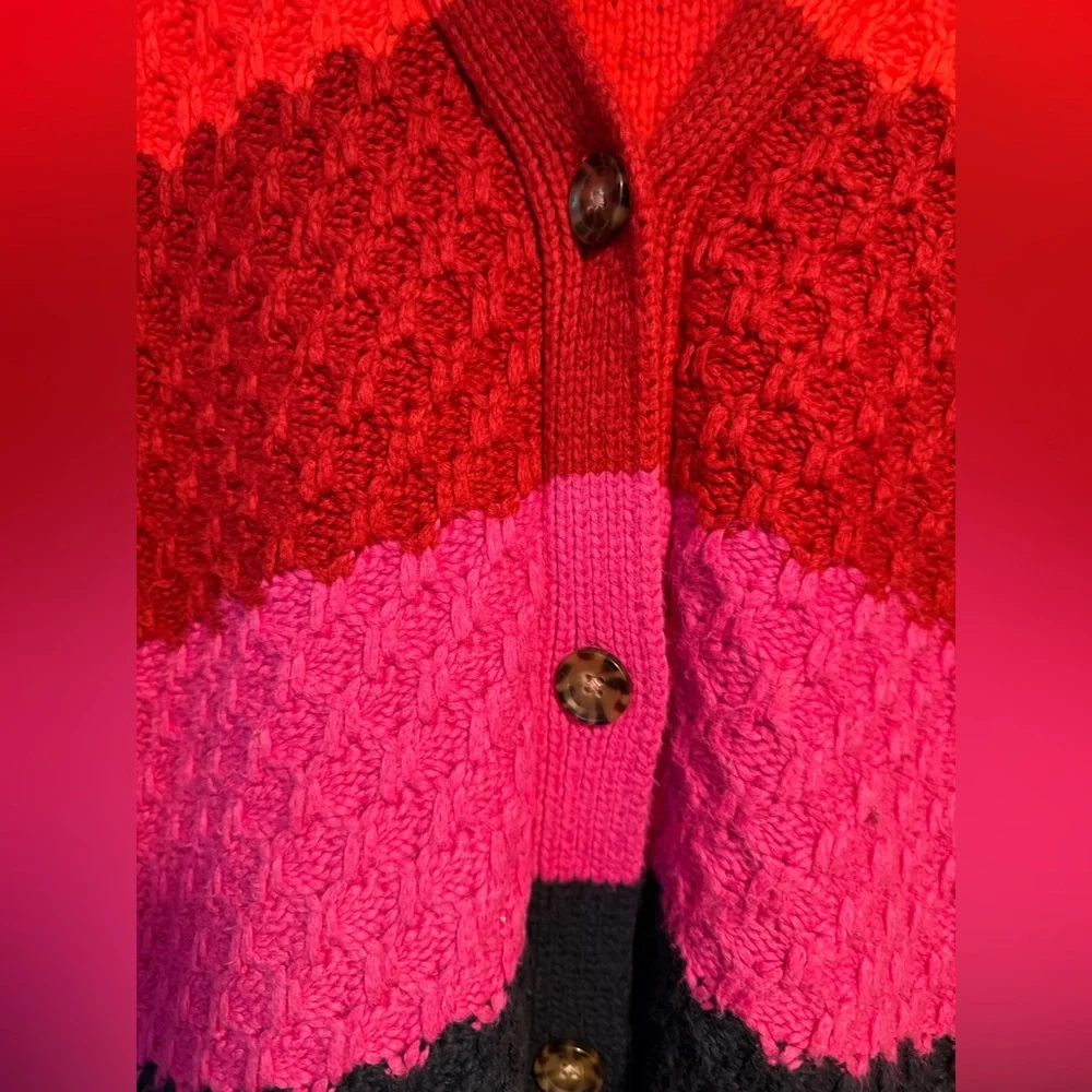 Marine Layer Block Stripe Oversize Cardigan in Multi Colorblock Large - Picture 6 of 9